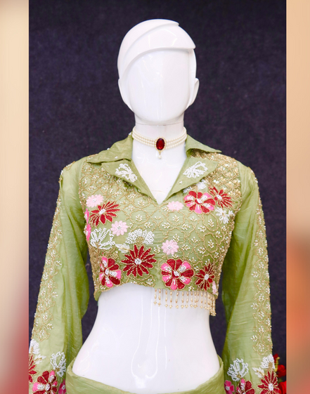 Luxury Satin Silk Co-Ord Set Soft Fancy Fabric with Handcrafted Embroidery Detailing - Buy