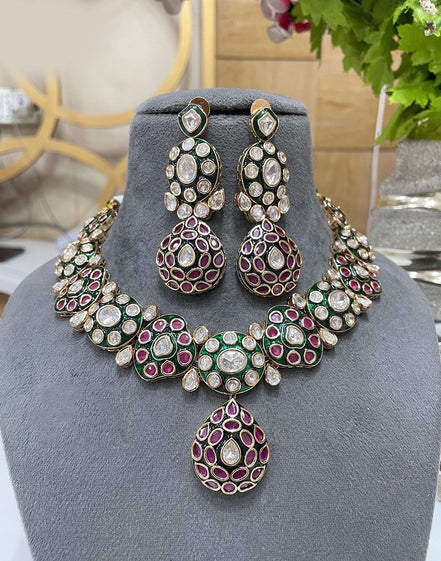 Multicolour Kundan Necklace and Earring Set Vibrant Ethnic Jewelry for All Occasions - Buy