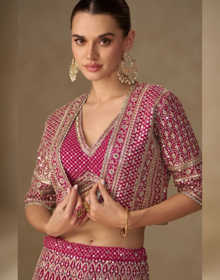Rani Pink Co-ord Set with Jacket for Sangeet