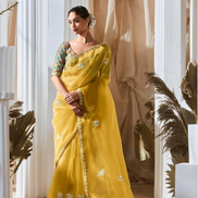 Graceful Embroidered & Embellished Saree with Printed Blouse Elegant Ethnic Ensemble - Buy