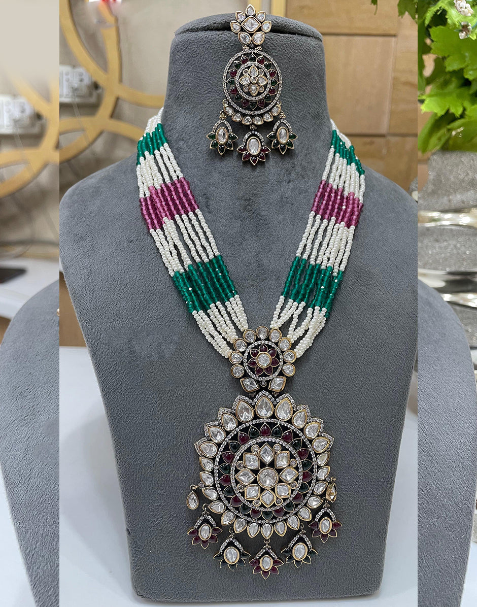 Vibrant Kundan Necklace with Multicolour Beads  Unique Jewelry Set for Women - Buy