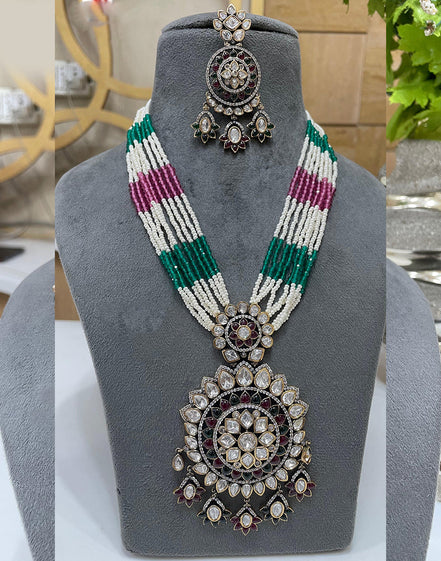 Vibrant Kundan Necklace with Multicolour Beads  Unique Jewelry Set for Women - Buy