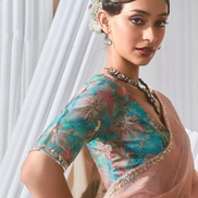 Graceful Embroidered & Embellished Saree with Printed Blouse Elegant Ethnic Ensemble - Buy