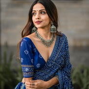 Blue Bandhani Printed Lehenga with Gota Patti Work & Dupatta Perfect for Weddings & Festive Celebrations - Buy_2