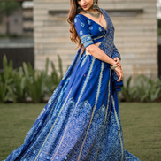 Blue Bandhani Printed Lehenga with Gota Patti Work & Dupatta Perfect for Weddings & Festive Celebrations - Buy_3