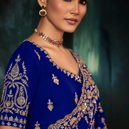 Blue Premium Fancy Saree Aari & Handwork Embroidery with Matching Blouse - Buy_2