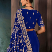 Blue Premium Fancy Saree Aari & Handwork Embroidery with Matching Blouse - Buy_3