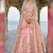 Blush Bride Heavy Pink Silk Lehenga with Stunning Khatli Embroidery - Buy
