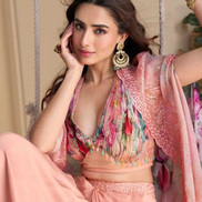 Blush Pink Embroidered Chinon Silk Shrug Set Hand Embellished Blouse & Palazzo_2