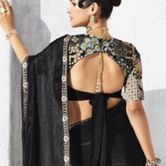 Bold & Beautiful Black Embroidered Saree with Statement Printed Blouse - Buy_2