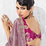 Chic Mauve Pink Embroidered Saree with Blouse Perfect for Weddings & Parties - Buy_1