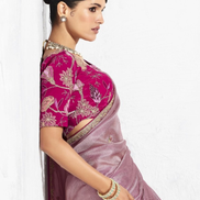 Chic Mauve Pink Embroidered Saree with Blouse Perfect for Weddings & Parties - Buy_2