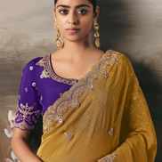 Classic Brown Fancy Tissue Silk Saree with Hand Work Designer Blouse_1
