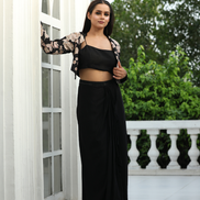Contemporary Black Embroidered Outfit Three-Piece Set with Jacket_2