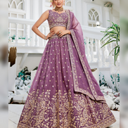 Dazzling Golden Tissue Lehenga Choli with Sequin Work & Matching Dupatta