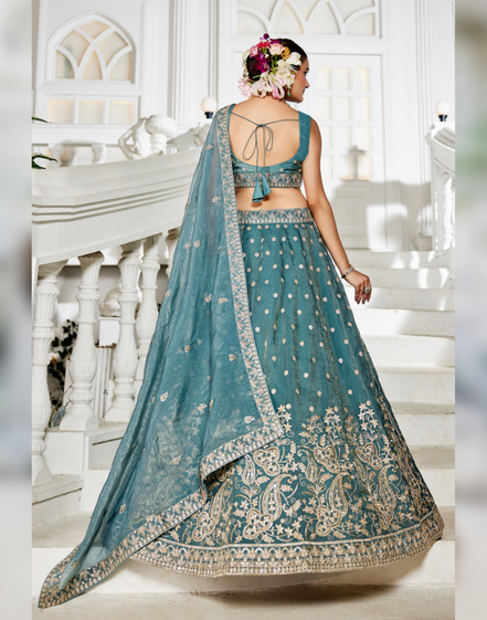 Dazzling Golden Tissue Lehenga Choli with Sequin Work & Matching Dupatta_4