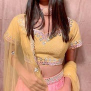 Designer Abhinav Mishra's Yellow & Pink Lehenga Choli Set - Clearance_1