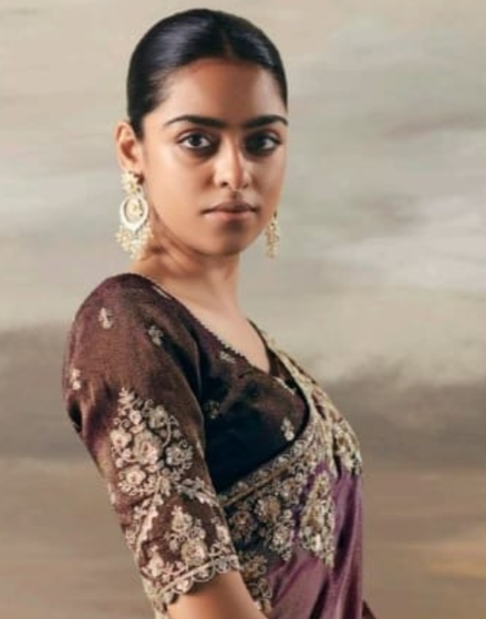 Designer Purple Brown Dual Shade Tissue Saree with Hand Embroidery Blouse_1