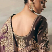 Designer Purple Brown Dual Shade Tissue Saree with Hand Embroidery Blouse_2