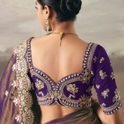 Designer Purple Brown Dual Shade Tissue Saree with Hand Embroidery Blouse_4