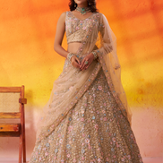 Elegant Net Fabric Sequins Embroidered Lehenga Choli Set with Dupatta - Buy
