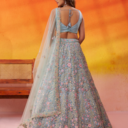 Elegant Net Fabric Sequins Embroidered Lehenga Choli Set with Dupatta - Buy_4