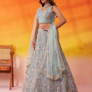 Elegant Net Fabric Sequins Embroidered Lehenga Choli Set with Dupatta - Buy_5