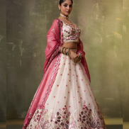 Elegant Organza Lehenga Choli Featuring Sequins Thread Embroidery with Dupatta - Buy_1
