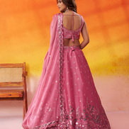 Elegant Organza Lehenga Choli Featuring Sequins Thread Embroidery with Dupatta - Buy_11