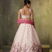 Elegant Organza Lehenga Choli Featuring Sequins Thread Embroidery with Dupatta - Buy_2