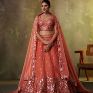 Elegant Organza Lehenga Choli Featuring Sequins Thread Embroidery with Dupatta - Buy_6