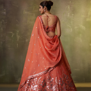 Elegant Organza Lehenga Choli Featuring Sequins Thread Embroidery with Dupatta - Buy_7