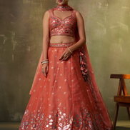 Elegant Organza Lehenga Choli Featuring Sequins Thread Embroidery with Dupatta - Buy_8