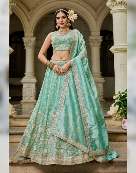 Elegant Sequin Work Lehenga Choli & Dupatta Wedding & Festive Wear_5