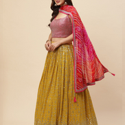 Elegant Yellow Georgette Embroidered Lehenga Choli Set with Chinon Dupatta for Special Occasions_1