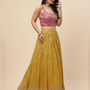 Elegant Yellow Georgette Embroidered Lehenga Choli Set with Chinon Dupatta for Special Occasions_2