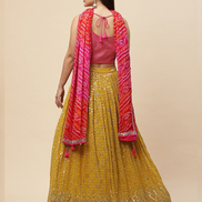 Elegant Yellow Georgette Embroidered Lehenga Choli Set with Chinon Dupatta for Special Occasions_3