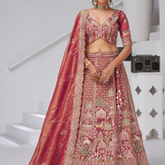 Exquisite Organza Tissue Bridal Lehenga with Temple and Cow Motifs Blouse & Dupatta Traditional Charm - Buy_2