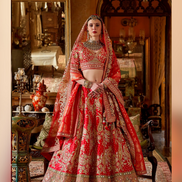 Exquisite Red Paisley Silk Lehenga with Embroidery, Sequin, Pearl & Zari Work Includes Blouse & Dual Dupatta Set - Buy