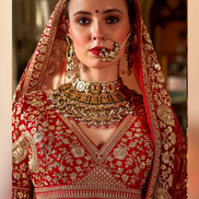 Exquisite Red Paisley Silk Lehenga with Embroidery, Sequin, Pearl & Zari Work Includes Blouse & Dual Dupatta Set - Buy_1