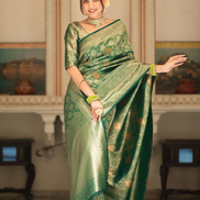 Festive Banarasi Art Silk Saree with Zari Woven Motifs Elegant Jacquard Finish - Buy