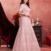 Glamorous Glow Baby Pink Lehenga with Mirror Zarkan Artisan Craft - Buy_1