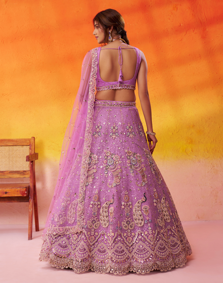 Glamorous Net Sequins Embroidered Lehenga Choli for Weddings & Parties - Buy_4