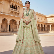 Glamorous Net Sequins Work Lehenga Blouse with Dupatta Bridal & Celebration Wear - Buy