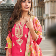 Glamorous Pink Silk Sharara Set Embroidered Top with Dupatta for Elegant Ethnic Look - Buy_1