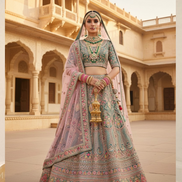 Glamorous Velvet Lehenga Choli with Beads, Stones & Embroidered Net Dupatta - Buy
_1