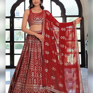 Golden Bloom Deep Maroon Lehenga Set with Floral & Geometric Sequin Work - Buy_2