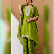 Graceful Crepe Embroidered Kurta Set with Pant & Dupatta - Buy