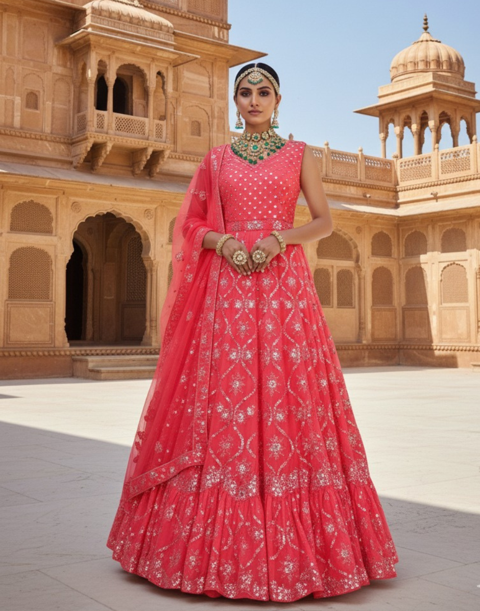 Graceful Georgette Sequin Embroidered Lehenga Blouse with Net Dupatta Party & Festive Wear - Buy_1