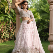 Graceful Light Pink Embellished Lehenga Set Embroidered Blouse & Dupatta